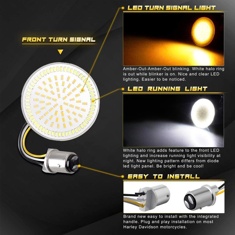 NTHREEAUTO 1157 LED Front Turn Signals 2 Inch Bullet Smoked