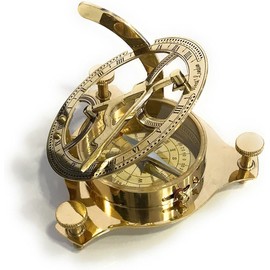 PARIJAT HANDICRAFT Sundial Compass - Esfera solar de latón macizo de 10.16 cm, brújula náutica (brújula de latón-02)