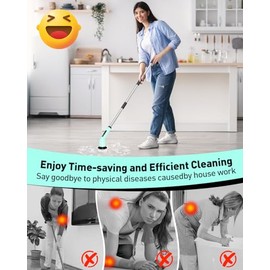 Depurador Eléctrico Giratorio Limpieza Baño Cepillo Polvo Inalámbrico Ipx7 Impermeable Velocidades Cabezales Suministros