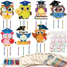 gisgfim 16 Pack Owl Wind Chime Kits Preschool Graduation Crafts for Kids Make Your Own Owl Wind Chime Wooden DIY Arts and Crafts for Graduation School Classroom Decorations Supplies Birthday Favors