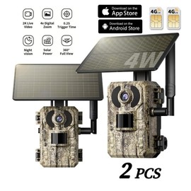 4G LTE Cellular Trail Camera with 2.7K Live View, with Live View Function, Remote Phone Access and Playback, Motion Activated and 0.2 Second Trigger Time, Night Vision, Built-in SIM Card, Hunting Camera for Farm/Garden/Ranch, with Solar Panel - Specifica