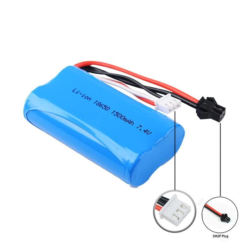 2 pcs 7.4V 1500Mah 15C SM2P Plug li-on Battery for
