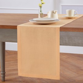 Solino Home Linen Table Runner 60 Inches Long – 100% Pure Linen Peach Table Runner 14 x 60 Inch – Machine Washable Dining Table Runner – Fete