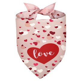 QUQULE Valentines Dog Bandana Small 1PCS, Love Heart Scarf for Boy and Girl, Triangle Reversible Bibs for Small XS Dogs Cats