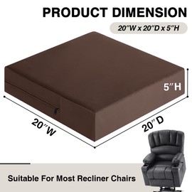 Tromlycs Chair Seat Cushions for Recliners Gel Memory Foam Extra Large Chair Cushions for Seniors 20 x 20 x 5 Inch Brown