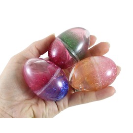 12 Two Toned Glitter Slime Filled Easter Eggs - Pre Filled for Egg Hunt - Party Favors - Easter Gift - Bulk 1 Dozen