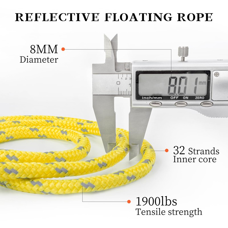 AOLEBA Water Rescue Throw Bag with 8MM Reflective Rope, 1900lbs