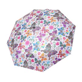 Glamflapin White Floral Umbrellas for Women, Anti-UV Protection Automatic Folding Umbrella, 35 in, Portable Travel Umbrella for Rain & Sun