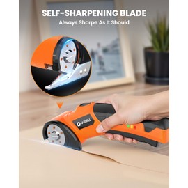 HARDELL Electric Scissors, 320RPM Cordless Rechargeable Cardboard Cutter with Self-Sharpening Blades, Safety Lock, LED Light and Extra Blades - Ideal for Plastic, Leather, Carpet and DIY Projects