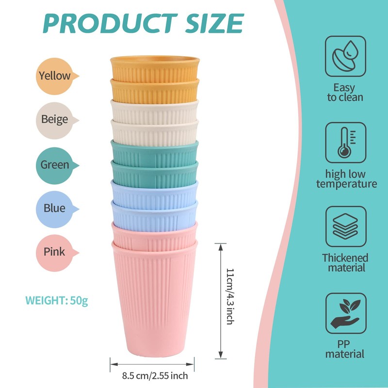 AouiSton Cups, Children's Cups, 350 ml Set Unbreakable Drinking Cups,