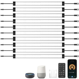 LABOREDUCER Under Cabinet Lights Plug in 10 Pack,11inch Ultra Thin LED Dimmable Closet Lights with Remote and Alexa Google APP,Under Counter Lights for Kitchen,Cabinet,Workbench (10Pack Cold White)