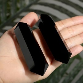 GUJOXILA GUJOXILA 8-9 cm Obsidian Kristalle Steine 1Stk Gro? Sechseckige Edelsteine Heilsteine Natrliche Edelstein Turm Hexagonal Punkt Kristall Reiki Energie Stein Meditation Edelstein