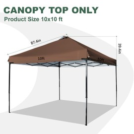 JANCANOPY Canopy Replacement Top Silver Coated with Air Vent Upgraded Adjustable Straps for Most 10x10 Straight Leg Frame, (Brown)
