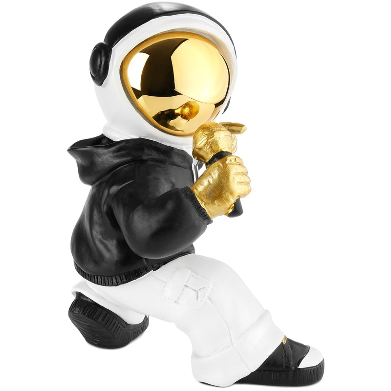 BRUBAKER Decorative Astronaut Singer Figure with Gold Microphone and Black