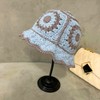 XYIYI Blue Women Crochet Bucket Hat Knit Handmade Foldable Beach