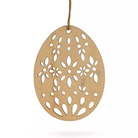 BESTPYSANKY Set of 3 Easter Egg Unfinished Wooden Flowers Ornament 3.15 Inches