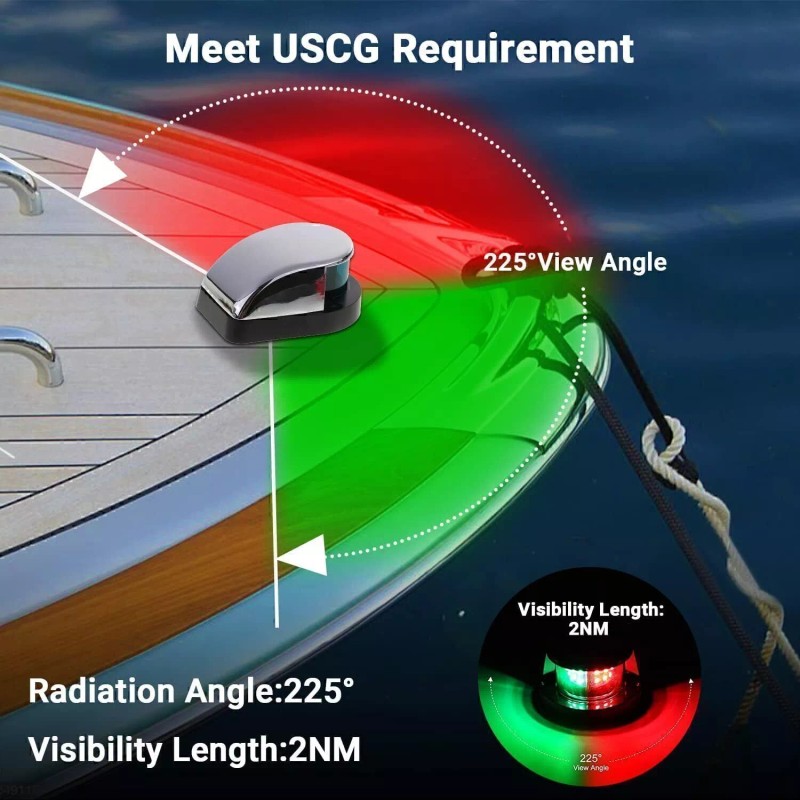 Gearzaar Boat Navigation Lights Red and Green LED Marine Navigation