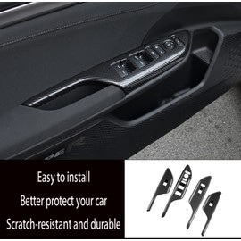 KELEIMAI Car Accessories Fit for Honda 10th Gen Civic 2016-2021 Window Switch Decoration Frame Cover Trim Door Handle Armrest Panel ( Carbon Fiber Style ) ABS 4 PCS