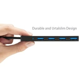 4-Port USB 3.0 Hub, Ultra-Slim Data USB Hub, for MacBook, Mac Pro, Mac Mini, iMac, Surface Pro, XPS, PC, Flash Drive, Mobile HDD (U1 0.59ft)