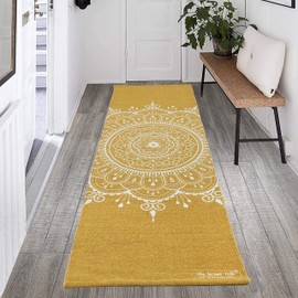 The Home Talk Yoga Mat, 100% Organic Foldable Thick Mat for Travel, Yoga Mat for Exercise with Carry Strap, Skid Free Yoga Block for Pilates, Training Mats Cotton Weave, 24"x72" - Yellow