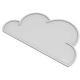 PREMYO Tischset Kinder Platzset Abwischbar - Platzdeckchen Baby aus Silikon - rutschfest Wasserdicht Wolke Grau