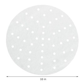 Bamboo Steamer Liner with Holes, Air Fryer Liners Disposable, 50pcs 10 inch Round White Steamer Paper, Parchment Paper, Non-stick Pan for Steaming， Baking， Cooking (50, 10 inch)