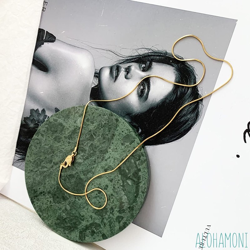 ALOHAMONI Women's Aloha Moni Snake Chain Necklace Choker Fine Thin