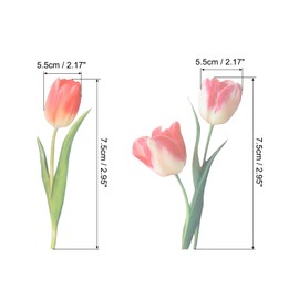 PATIKIL Transparent Tulips Flower Vinyl Stickers, 80 Sheet Waterproof PET Flowers Decals Floral Stickers for Scrapbook Journaling Crafts DIY Water Bottles, Pink