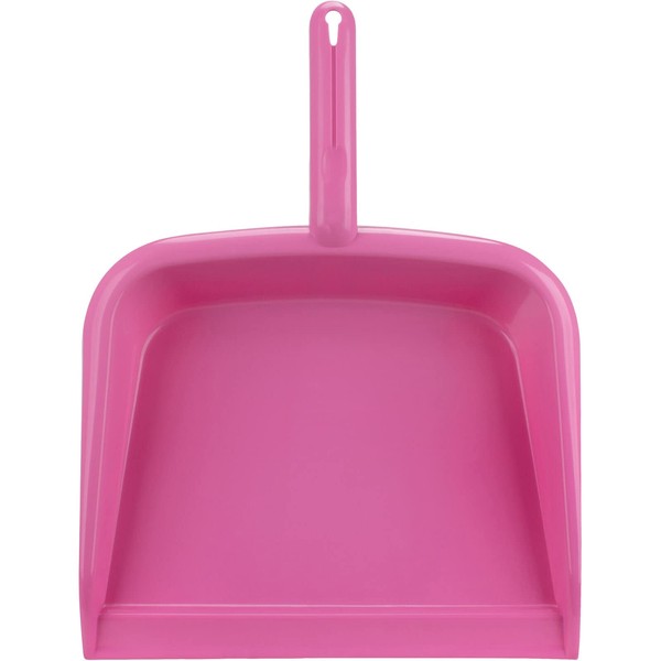 Sparta Large Handheld Dustpan with Hanging Hole, Heavy-Duty Plastic Dustpan with Wide Lip for Countertops and Surfaces, Plastic, 10 Inches, Pink