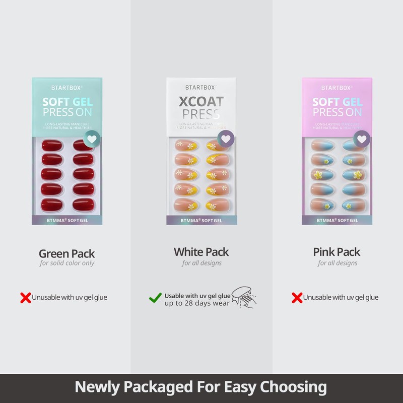 BTArtbox Press On Nails Medium - Lamp-Curable Cat Eye Almond