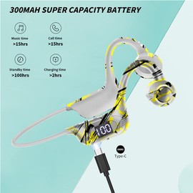 Bone Conduction Bluetooth Headphones,Air Conduction Open Ear Headphones with Microphone,Sports Earphones Power Display TF Card Slot Sweatproof Earphones for Outdoor, Running, Cycling, Driving, Gym