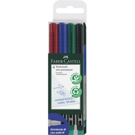 Faber-Castell Non-Permanent Medium Tip Multimark (Wallet of 4)