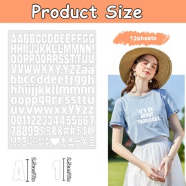 12 Sheets 2088 Pcs Iron on Letters and Numbers for Clothing 1 Inch Vinyl Iron on Letter Small Patches with Alphabet Number PU Heat Transfer Letters Stickers for T-Shirt Fabric Jersey DIY Crafts (White)
