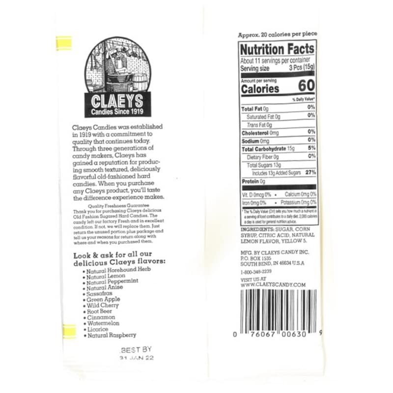 Claey's Candies Lemon Drops - Old Fashioned Hard Candy -