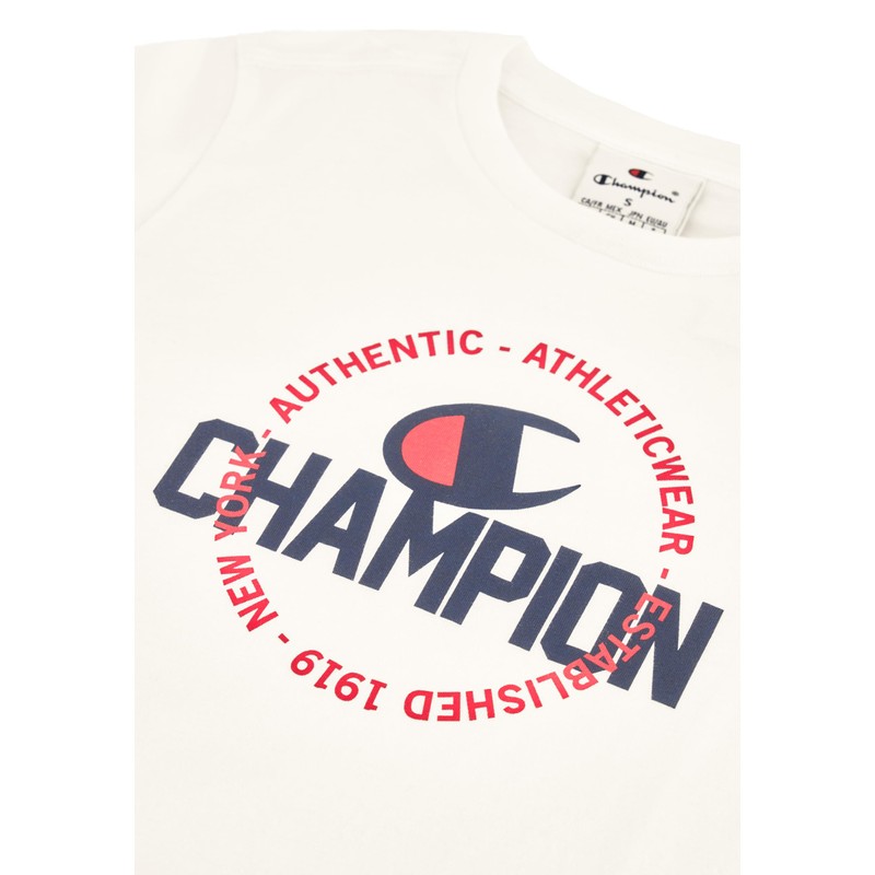 Champion Boys' Legacy Boy-Graphic Crew Neck with Logo Set, White