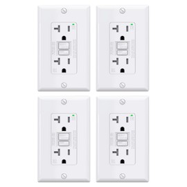 AIDA GFCI Outlets 20 Amp, Self-Test Electrical Outlet, GFI Tamper-Resistant Receptacle with LED Indicator, Ground Fault Circuit Interrupters, Wall Plate Included, UL Listed, White (4 Pack)