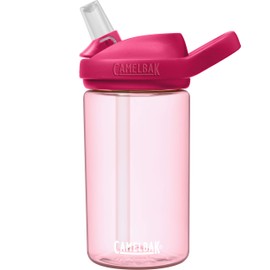 CamelBak eddy+ 14 oz Kids Water Bottle with Tritan Renew – Straw Top, Leak-Proof When Closed, Grapefruit