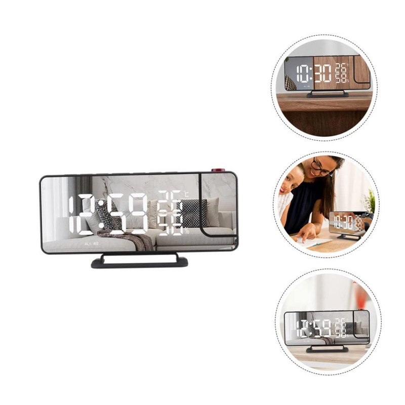 CIYODO Led Digital Alarm Clock Mirrored Projection Table Radio Multi-Function
