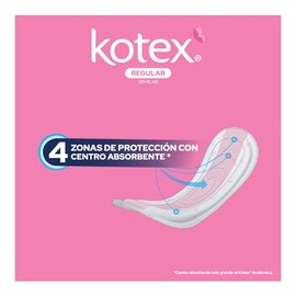 Kotex Regular Sin Alas, Toalla Femenina, Paquete con 40 Toallas, Ideal para Flujo Abundante