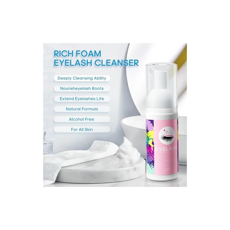 Kit Shampoo Espuma Para Pestañas Y Brocha Para Extensiones