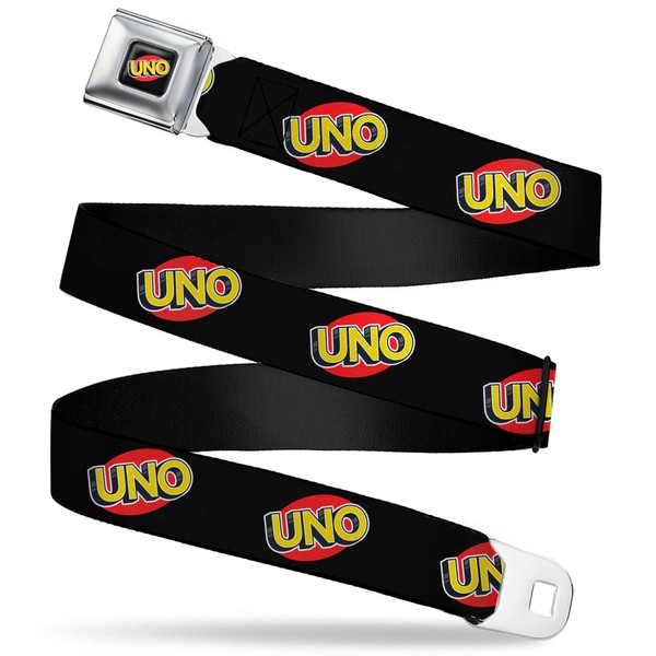 Mattel Belt, Seatbelt Buckle Belt, UNO Game Logo Black Red