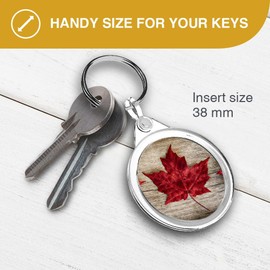 Destination Vinyl ltd 1 x Round Photo Keyring Canada Maple Leaf Travel Flag |Keychain|Keyring|Charm| #50439