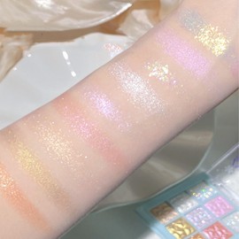 Glitter Eyeshadow Palette Eye Shadow Pallets for Women, Pink Silver Shimmer Eye Glitter Makeup Palette Eye Make-Up, Sparky Metallic Rainbow Gold White Pink Highly Pigmented Eye Make-Up Palettes
