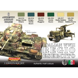 LifeColor Camouflage Set CS08 Italian WWII Regio Esercito Acrylic Paint Set 22ml