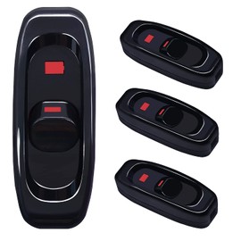 mankk 4PCS Appliance Inline Cord Switch Black AC 250V 10A Heavy Duty Thru Switch On Off Lamp Bulb Wall Line Button Control Switch with Red LED Indicator Light GW320-BK