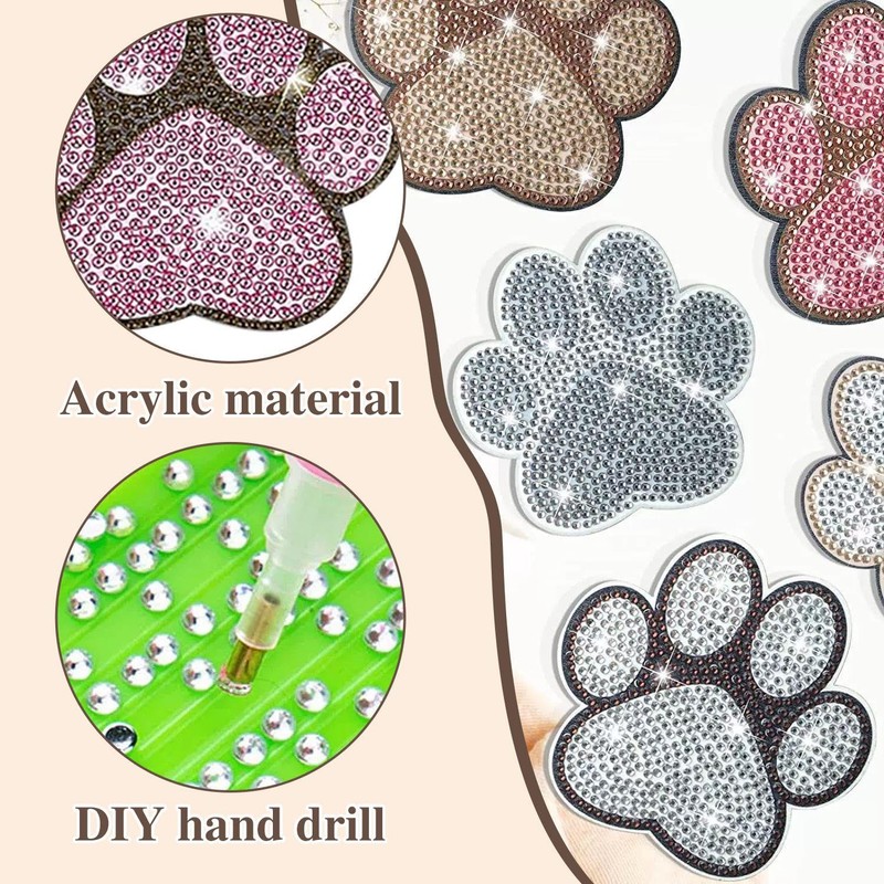 10 Pieces Diamond Painted Coasters with Stand, Diamond Art Coasters,
