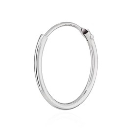 NKlaus Single 585 14 Carat Gold White Gold Creole Earrings Round Gold Earring 13 mm 2572