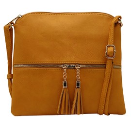 Amaze Medium Crossbody Bag for Women | Shoulder Handbags for Women with Multiple Compartments | PU Leather, Mustard, Medium