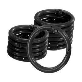M METERXITY 12-Pack Metal Spring O Rings, 1" Zinc Alloy Spring Keyring Buckle for Keychains/Bag/Purse/DIY Crafts, Round Handbag Snap Clip Trigger Buckle Chain Rings [Black]