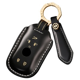 ontto Car Key Holder Full Covers Premium Leather Key Fob Shell Compatible with Buick Enclave Envision Regal GL8 Lacrosse 2023 Car Accessories Handmade Key Skin Durable Key Housing Black